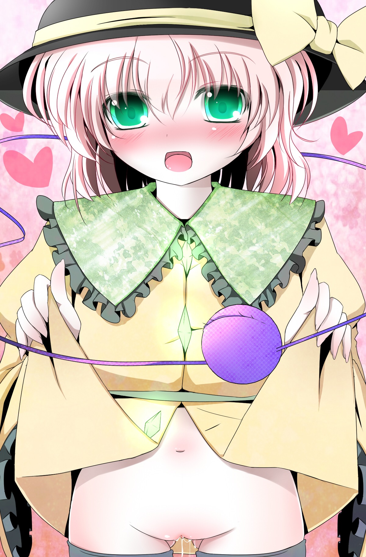 blush burujawa female highres koishi_komeiji pussy pussy_juice rule34 skirt skirt_lift touhou