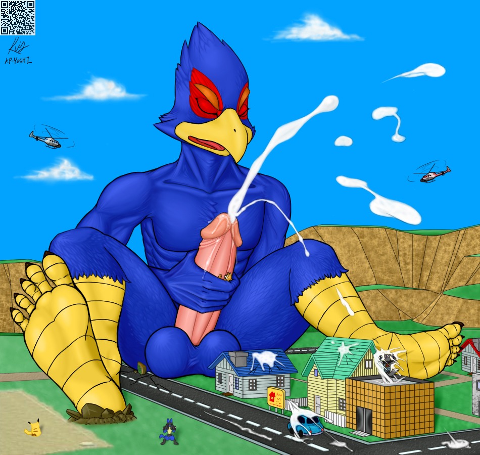 anthro avian balls beak bird blue_body blue_feathers bodily_fluids canid canine canis crossover cum cumshot e621 ejaculation erection falco_lombardi feathers feet fox fox_mccloud fur generation_1_pokemon generation_4_pokemon genital_fluids genitals group humanoid_feet humanoid_genitalia humanoid_penis kp-yoshi landscape_dwarfing lucario macro male male/male mammal masturbation nintendo orgasm penile penile_masturbation penis pikachu plantigrade pokemon pokemon_(species) qr_code rodent solo_focus star_fox tail wolf wolf_o'donnell yellow_body yellow_fur