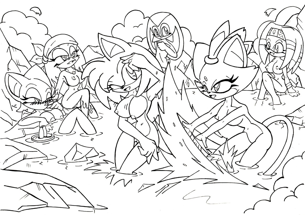 2d 6girls amy_rose anthro avian bat bird black_and_white blaze_the_cat breasts cream_the_rabbit domestic_cat echidna feline female female_only fur hedgehog interspecies line_art mammal mobian mobian_(species) mobian_bat mobian_echidna monochrome monotreme multiple_females multiple_girls no_color nude rabbit rouge_the_bat rule34 sega sitting sonic_(series) sonic_adventure sonic_adventure_2 sonic_riders sonic_the_hedgehog_(series) splash standing straight_hair swallow swallow_(bird) the_brave tikal_the_echidna wave_the_swallow