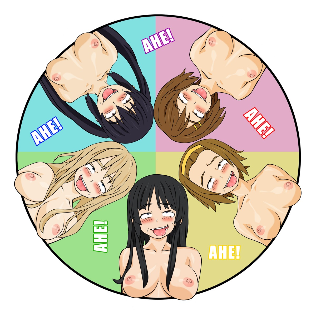 5girls ahe_gao azusa_nakano_(k-on!) breasts female female_only human human_only k-on! mio_akiyama_(k-on!) multiple_females multiple_girls ritsu_tainaka_(k-on!) rolling_eyes rule34 tongue tsumugi_kotobuki_(k-on!) yui_hirasawa_(k-on!)