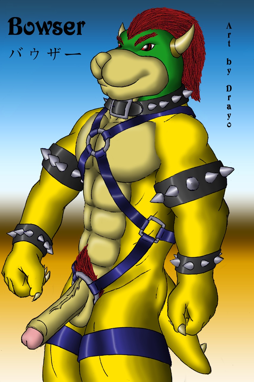 bowser cock_ring drayo-y foreskin harness koopa leather male male_only mario_(series) nintendo penis rule34 scalie solo tagme uncircumcised uncut