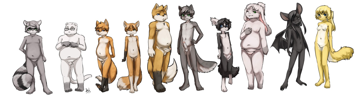 2012 absurd_res anthro aogami balls bat becky_(doomhelm) blue_eyes breasts canid canine canis circumcised dipstick_tail domestic_dog e621 erection eyewear female flaccid foreskin fox fur genitals glasses gloves_(marking) green_eyes grey_body grey_eyes grey_fur group hi_res humanoid_genitalia humanoid_penis lagomorph leporid male mammal markings martin_becket membrane_(anatomy) membranous_wings navel nude one_eye_closed orange_body orange_fur partially_retracted_foreskin pawpads penis pink_pawpads procyonid rabbit raccoon retracted_foreskin ring_(marking) ringed_tail robbie_langley simple_background slightly_chubby sophie_(doomhelm) striped_markings striped_tail stripes tail tail_markings tanya_(izzysable) vulva white_background white_body white_fur wings yellow_body yellow_fur young young_anthro