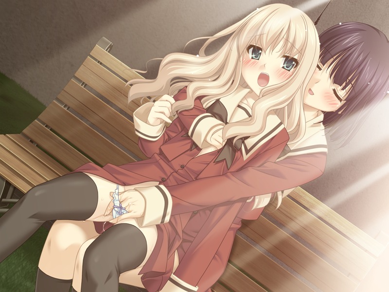 black_hair blonde_hair blush cg eroge female fingering fingering_partner fuguriya game_cg green_eyes kawamura_reo multiple_females multiple_girls purple_eyes rule34 sawaguchi_mai schoolgirl sono_hanabira_ni_kuchizuke_wo yuri