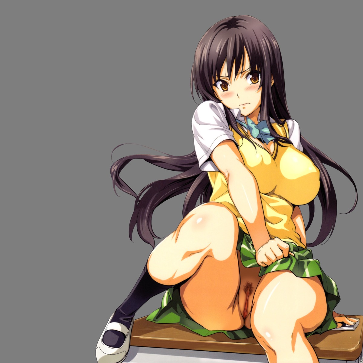 blush breasts erect_nipples erect_nipples_under_clothes female kotegawa_yui large_breasts nipples nopan photoshop pubic_hair pussy rule34 school_uniform shinjugai skirt takeda_hiromitsu to_love-ru transparent_png uncensored vagina