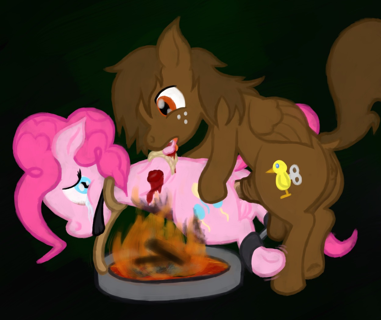 anal anal_penetration animal_genitalia animal_penis anus balls bdsm bite blood bloodshot_eyes blue_eyes bodily_fluids bondage bound brown_hair burn butt cannibalism character_prepared_as_food cloth_gag crying cutie_mark death digital_media_(artwork) dock_(anatomy) duo e621 earth_pony equid equine equine_genitalia equine_penis erection fan_character feathered_wings feathers female female_penetrated female_raped feral fire forced friendship_is_magic fur gag gagged genitals gore gore_focus grotesque_death hair hard_vore hasbro hooves horse male male/female male_penetrating male_penetrating_female male_rape male_raping_female mammal mutilation my_little_pony mythological_creature mythological_equine mythology nude orange_eyes pegasus penetration penis pink_body pink_fur pink_hair pinkie_pie_(mlp) pony rape restraints rope sex spread_legs spreader_bar spreading tail tears vodkaroo vore vulva willy_nilly_(oc) wings wounded