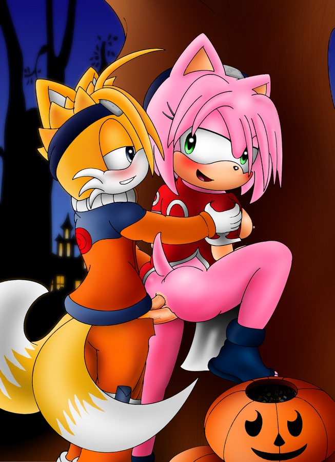 2011 2_penises amy_rose anal anthro bigdon1992 blush bottomless breasts butt canid canine clothed clothing cosplay crossover crossover_cosplay dipstick_tail duo e621 erection eulipotyphlan female female_penetrated flower footwear fox genitals halloween hedgehog holidays male male/female male_penetrating male_penetrating_female mammal markings miles_prower multi_genitalia multi_penis night penetration penis pink_body plant rose_(flower) sega sex shoes sonic_the_hedgehog_(series) tail tail_markings treat trick vulva