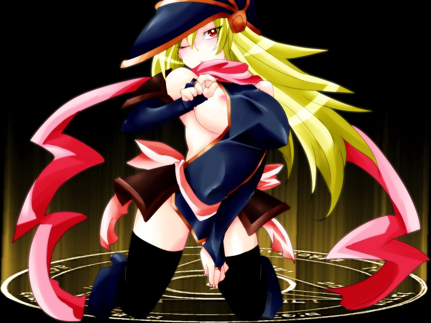 1girls blonde_hair breasts female gagaga_girl nipple_slip nipples red_eyes rui_(hershe) rule34 yu-gi-oh! yu-gi-oh!_zexal