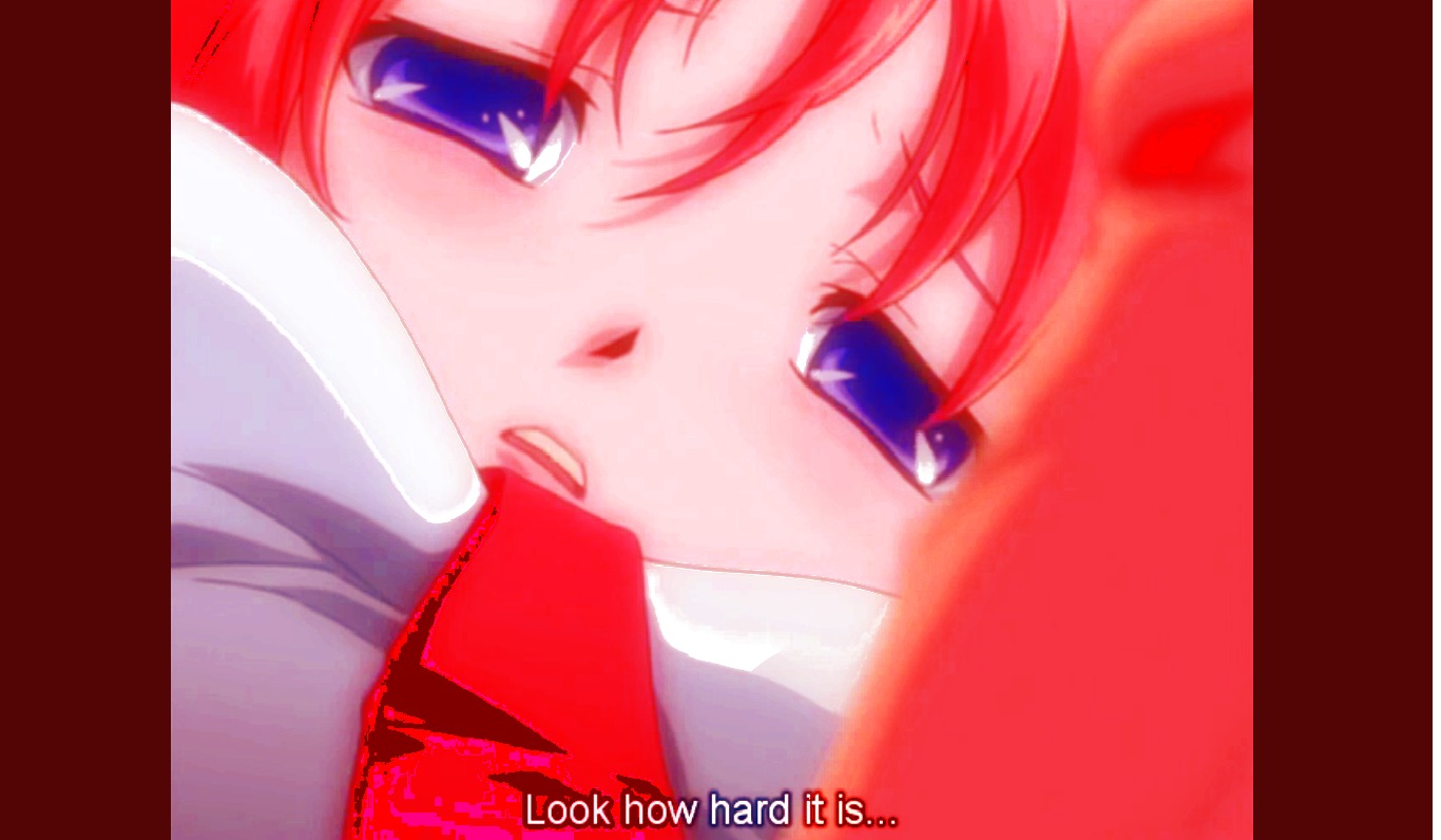 blue_eyes breasts futanari intersex penis pout red_hair rule34