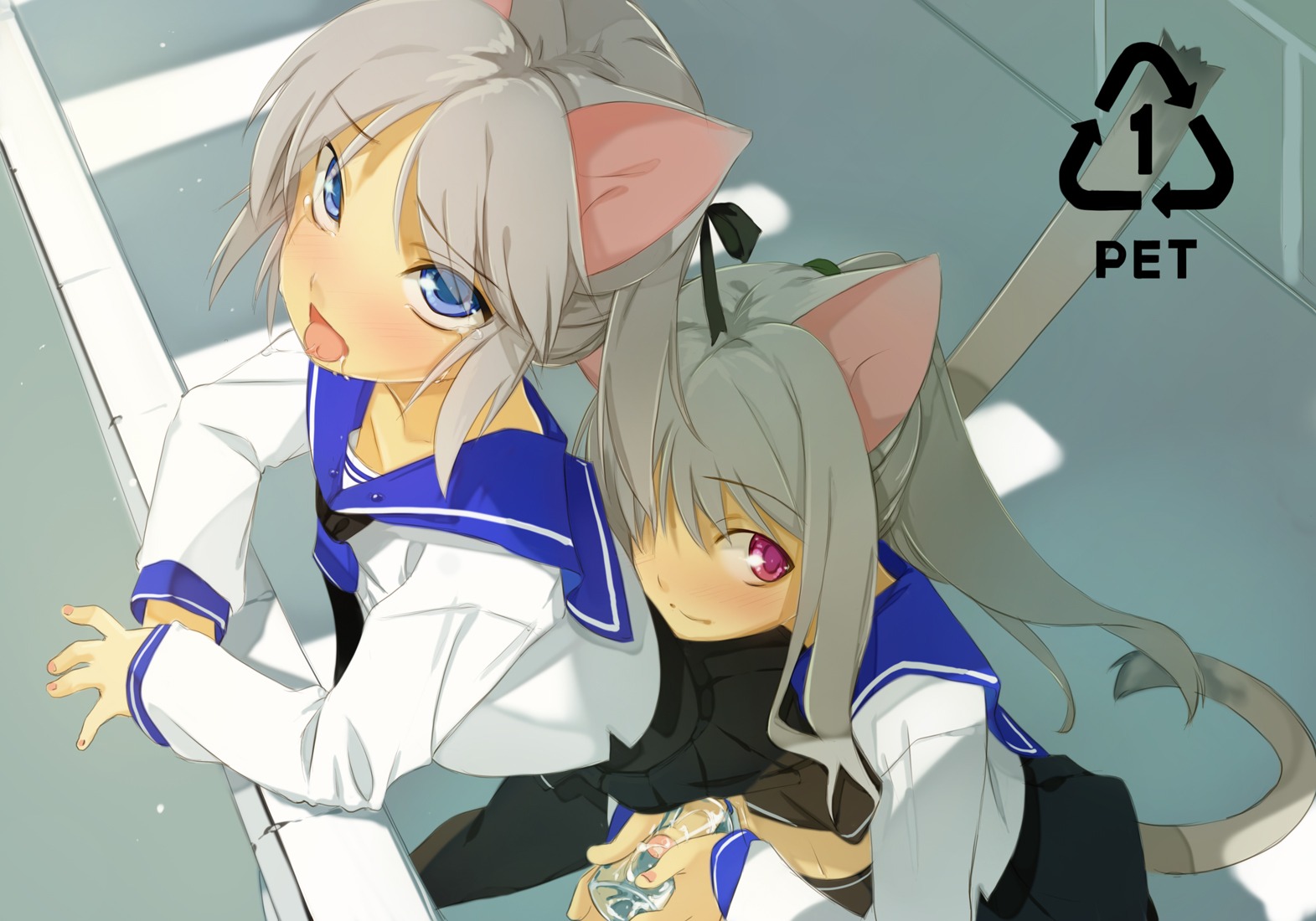 ambiguous_gender animal_humanoid blue_eyes bodily_fluids bottle bottomwear cat_humanoid clothed clothing container crossdressing cum cumshot digital_media_(artwork) duo e621 ejaculation erection eye_through_hair felid felid_humanoid feline feline_humanoid femboy foreskin genital_fluids genitals grey_hair hair handjob high-angle_view humanoid humanoid_genitalia humanoid_penis male male/ambiguous mammal mammal_humanoid maruku no_underwear orgasm penetrable_sex_toy penile penis penis_milking pink_eyes public purple_eyes raised_bottomwear raised_clothing raised_skirt reach_around retracted_foreskin saliva sex sex_toy skirt tail toying_partner translucent translucent_hair