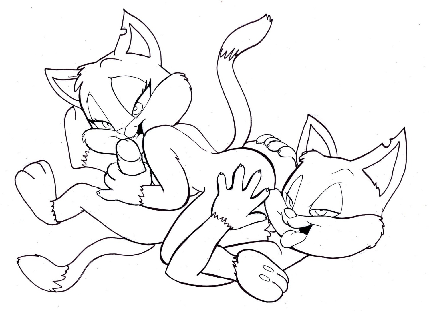 69 animaniacs ass cat color feline female fur furry furry_ears furry_only furry_tail licking line_art male nude penis raised_tail rita_(animaniacs) rita_and_runt rule34 straight tagme tail