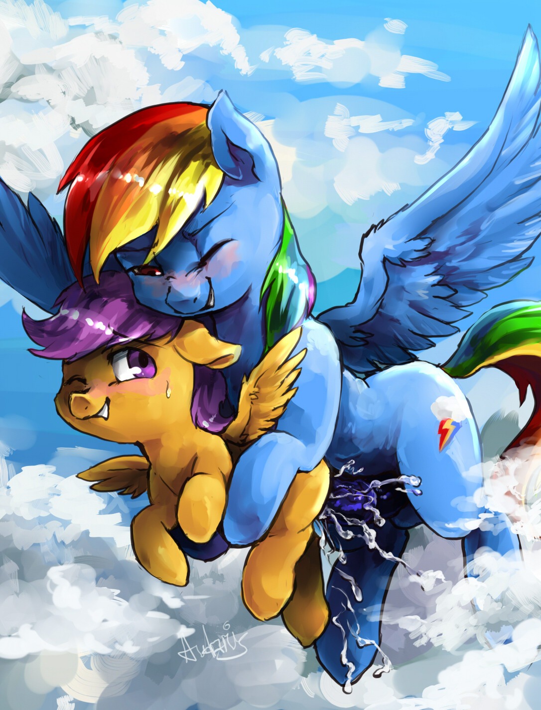 2014 age_difference ambiguous_penetration animal_genitalia animal_penis audrarius blue_body blue_feathers blue_fur blush bodily_fluids cloud cum cum_inside cutie_mark digital_media_(artwork) duo e621 equid equine equine_genitalia equine_penis erection feathered_wings feathers female female_penetrated feral feral_on_feral friendship_is_magic fur genital_fluids genitals gynomorph gynomorph/female gynomorph_penetrating gynomorph_penetrating_female hair hasbro hi_res intersex intersex/female intersex_penetrating intersex_penetrating_female mammal multicolored_hair multicolored_tail my_little_pony mythological_creature mythological_equine mythology nude one_eye_closed orange_body orange_fur outside pegasus penetration penis purple_eyes purple_hair rainbow_dash_(mlp) rainbow_hair rainbow_tail scootaloo_(mlp) sex sky skyscape sweat tail wings young young_female young_feral younger_penetrated