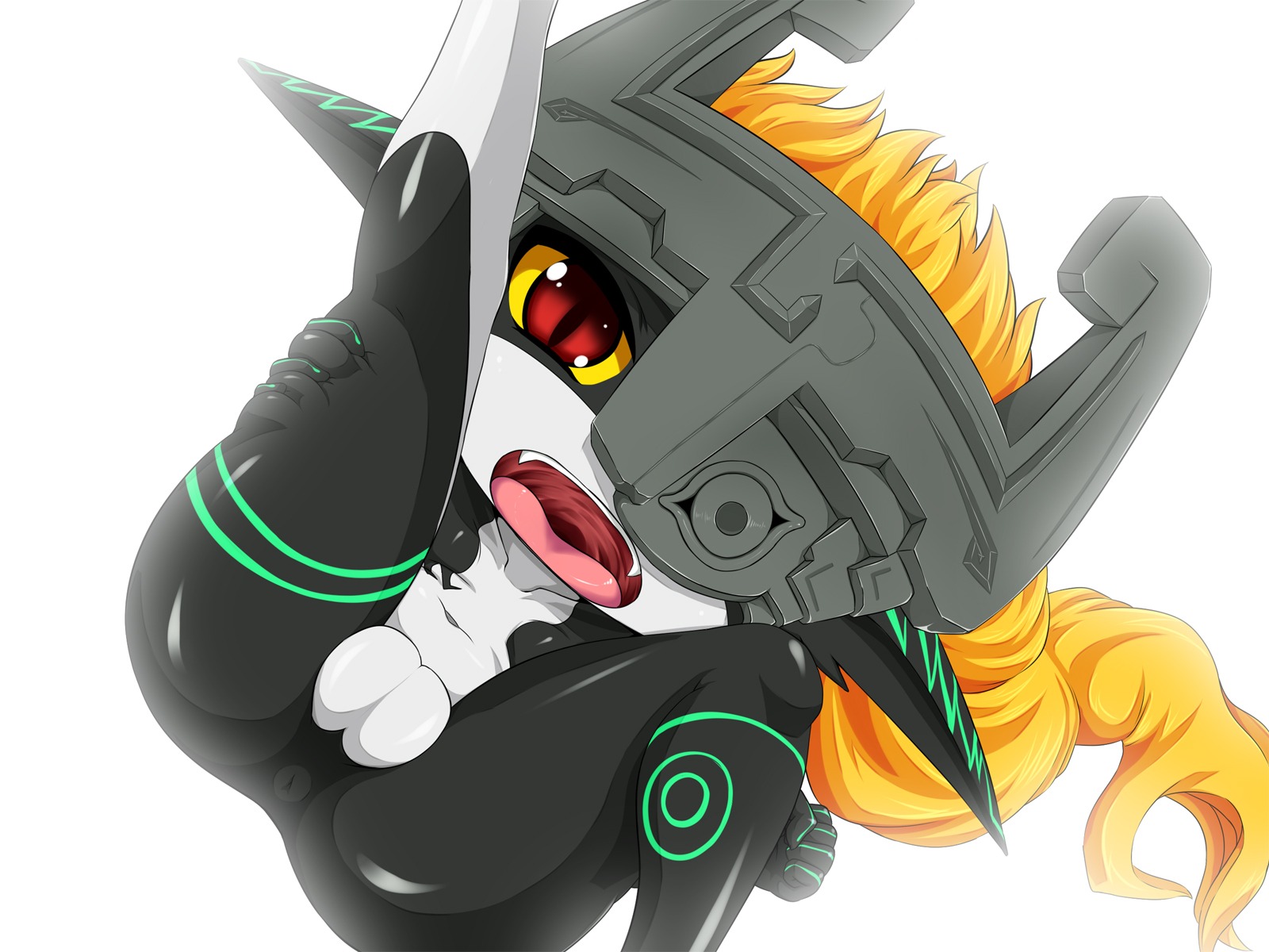 1girls amau_(artist) ass female female_only highres imp imp_midna midna mouth_open pussy red_eyes rule34 solo the_legend_of_zelda twilight_princess white_background