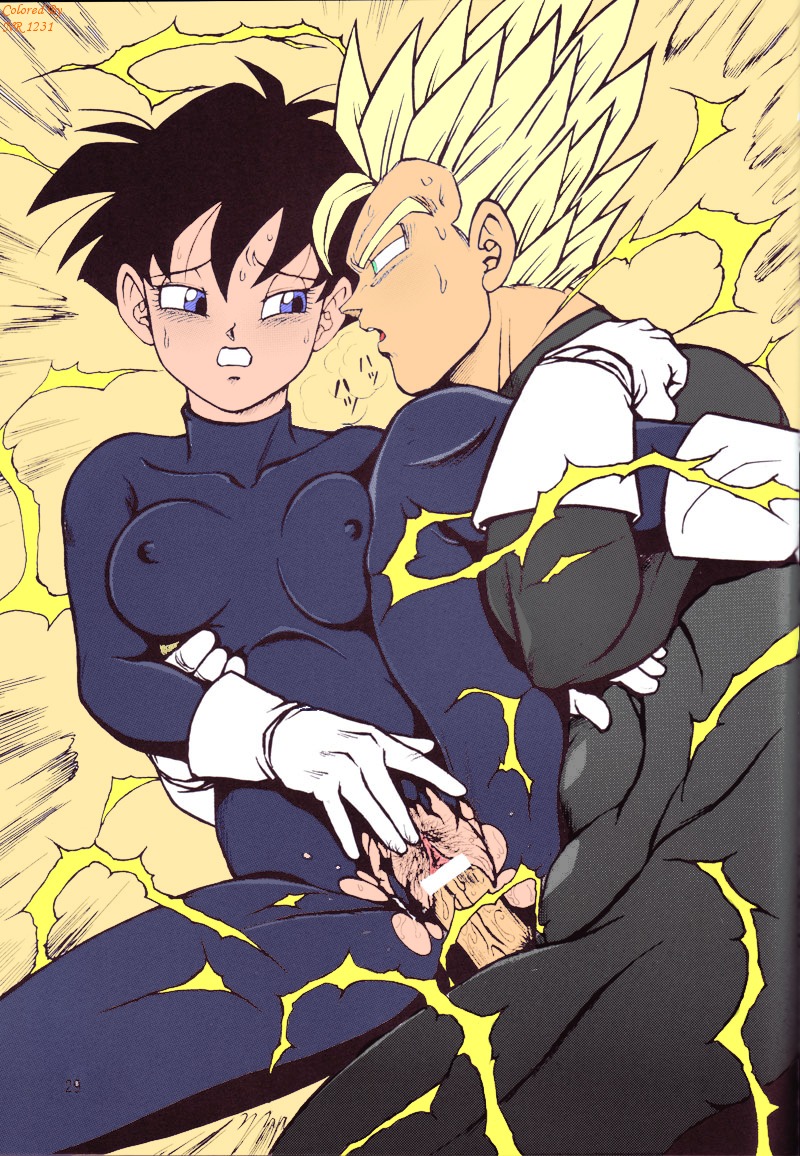 1boy 1girls 2d bar_censor black_hair blue_eyes censored clothed_sex dragon_ball dragon_ball_z female full_color garland_(rehabilitation) gold_hair human male muscles nr1231 pussy rule34 son_gohan straight straight_hair super_saiyan super_saiyan_2 torn_clothes vaginal_penetration videl videl_(short_hair)