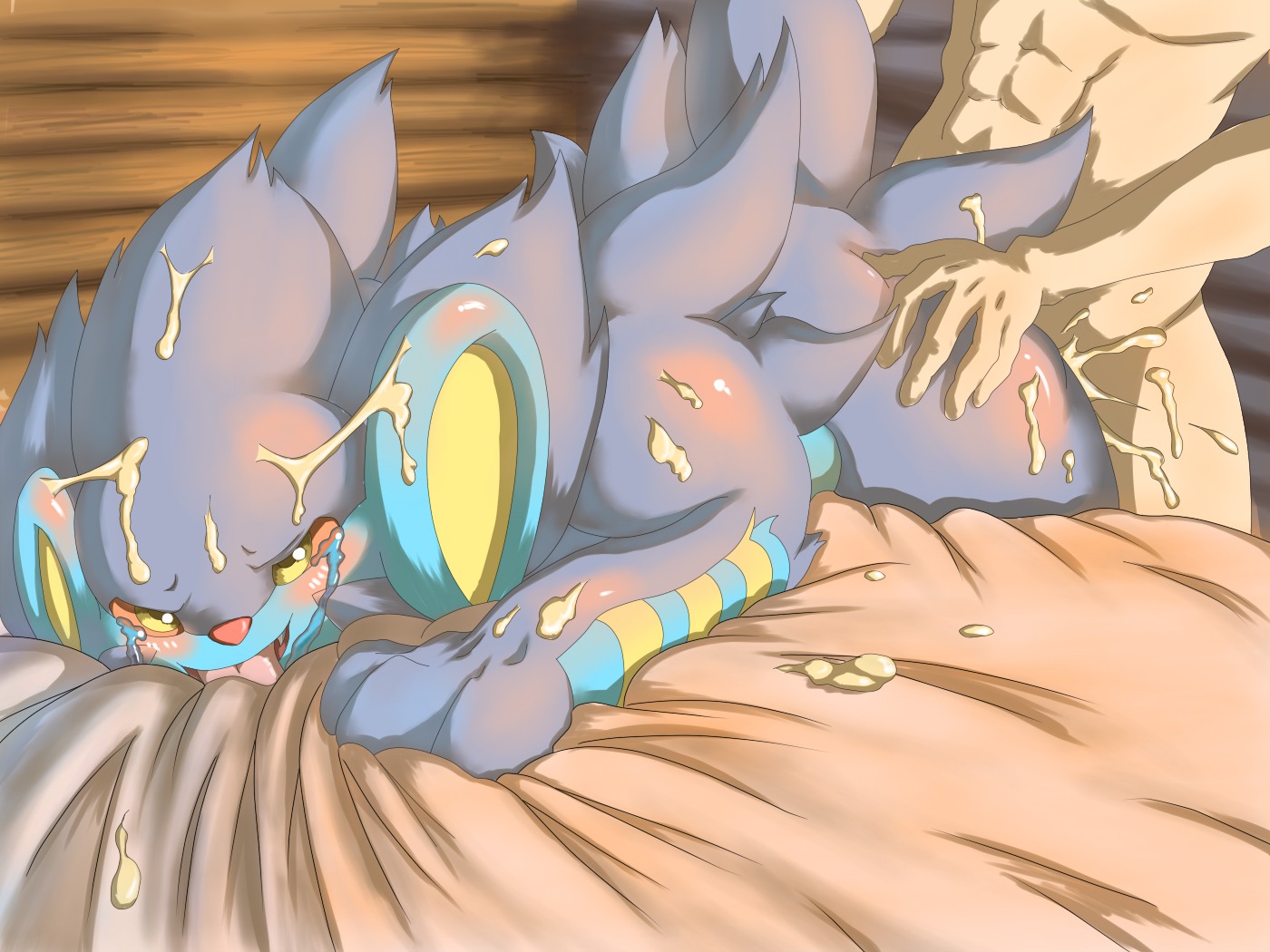blush color cum feral fur human indoors interspecies luxray male nintendo nude pokemon pokemon_(species) pokephilia rule34 sex tagme tamanosuke