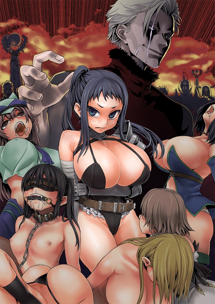 asanagi ass belt big_breasts bit_gag black_hair blindfold blonde_hair blue_eyes blush bondage breasts brown_eyes brown_hair chains cleavage collar erect_nipples fantasy_earth_zero female female_only femsub gag huge_breasts leash long_hair multiple_females multiple_girls multiple_subs nipples rule34 short_hair