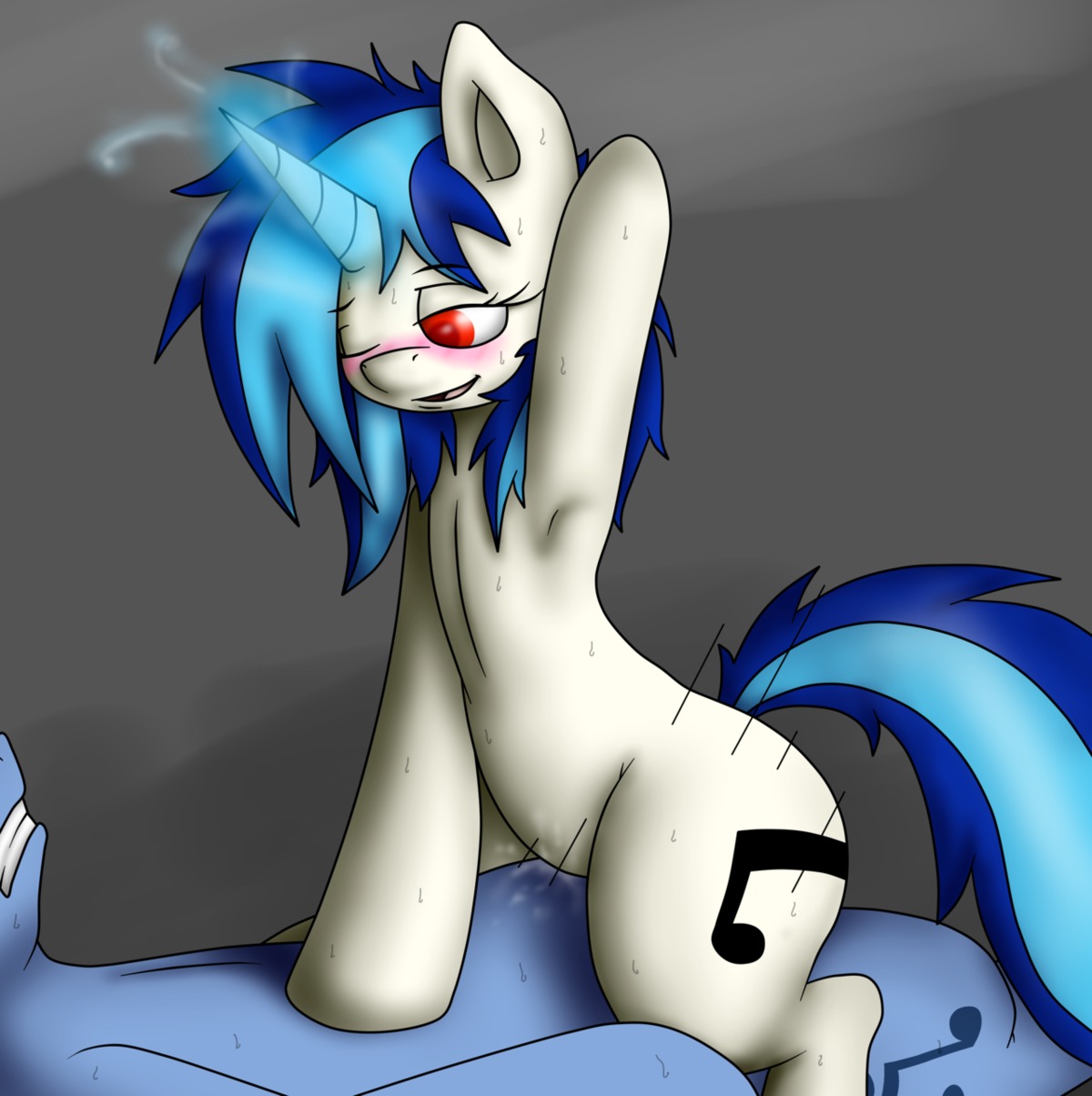 2012 blue_body blue_fur blue_hair blush bodily_fluids cowgirl_position cutie_mark duo e621 efrejok equid equine faceless_character faceless_male female female_on_top female_penetrated feral friendship_is_magic from_front_position fur hair hasbro hi_res horn male male/female male_on_bottom male_penetrating male_penetrating_female mammal my_little_pony mythological_creature mythological_equine mythology noteworthy_(mlp) on_bottom on_top one_eye_closed penetration red_eyes sex simple_background straddling sweat tail unicorn vinyl_scratch_(mlp) white_body white_fur