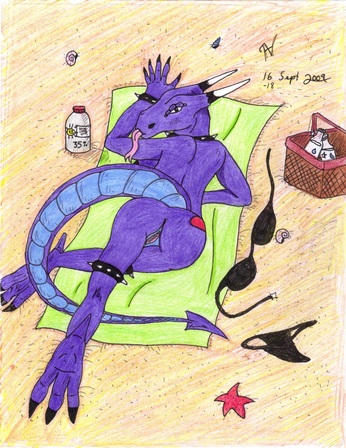 absurd_res anthro breasts dragon e621 female genitals hi_res mythological_creature mythological_scalie mythology non-mammal_breasts nude scalie solo tail unknown_artist vulva