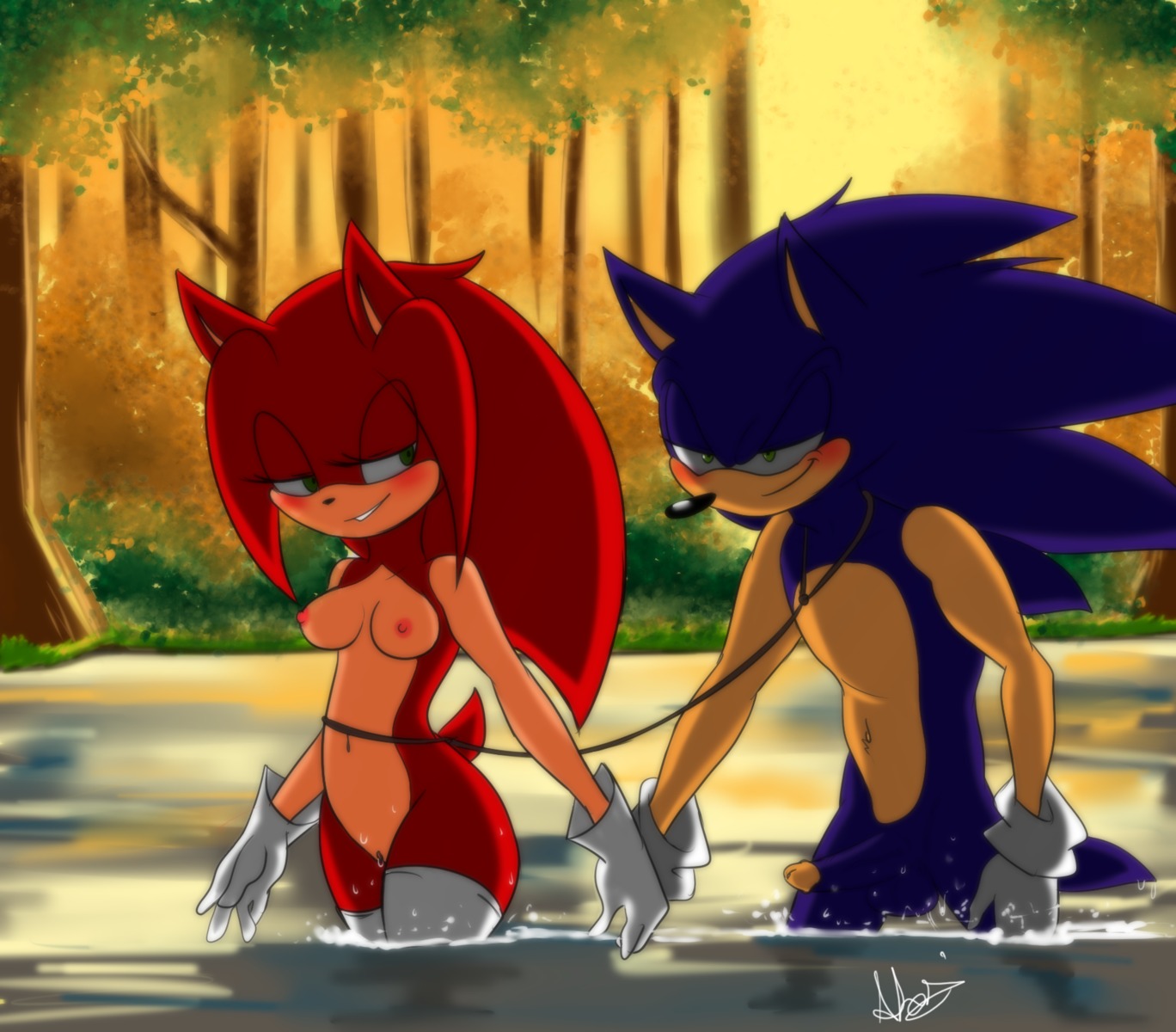 akaidalia anthro blue_body blue_fur blush breasts duo e621 erection eulipotyphlan fan_character female fur genitals green_eyes hedgehog hi_res male male/female mammal nipples penis sega smile sonic_the_hedgehog sonic_the_hedgehog_(series) vulva