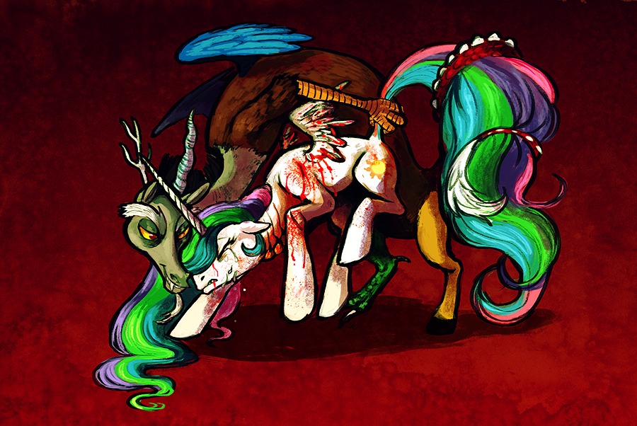 alicorn chimera discord_(mlp) draconequus equine female feral friendship_is_magic male my_little_pony mythological_creature mythological_equine mythology princess_celestia_(mlp) rule34 smooth_skin tagme tail