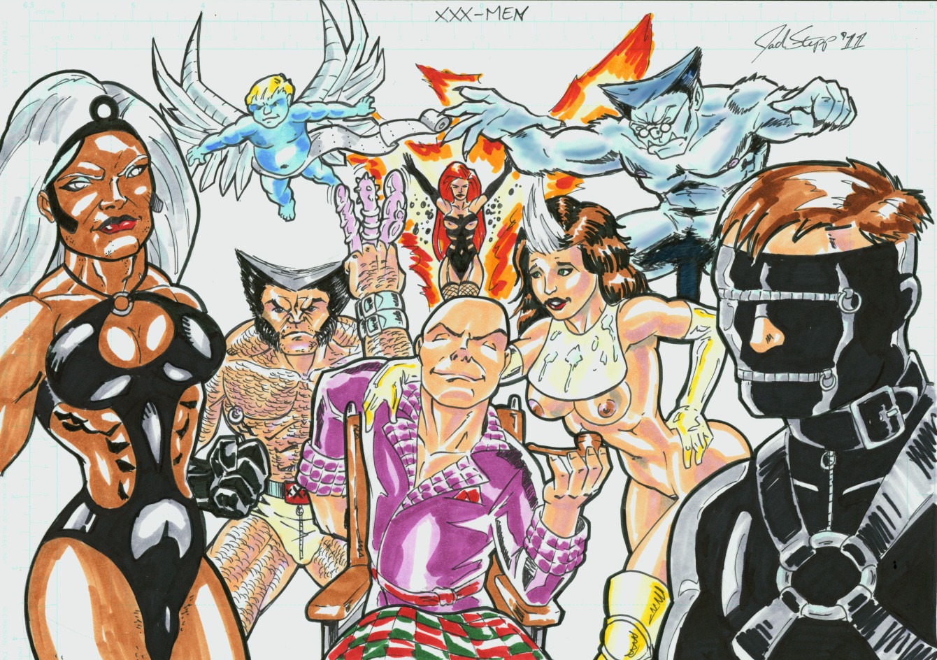 2011 3girls 5boys angel_(warren_worthington_iii) anna_marie artist_request beast_(x-men) cyclops_(x-men) dark-skinned_female dark_skin female hank_mccoy human james_howlett jean_grey male marvel marvel_comics mutant_(marvel) ororo_munroe phoenix_(x-men) professor_xavier rogue_(x-men) rule34 scott_summers storm_(x-men) tiara wolverine_(x-men) x-men