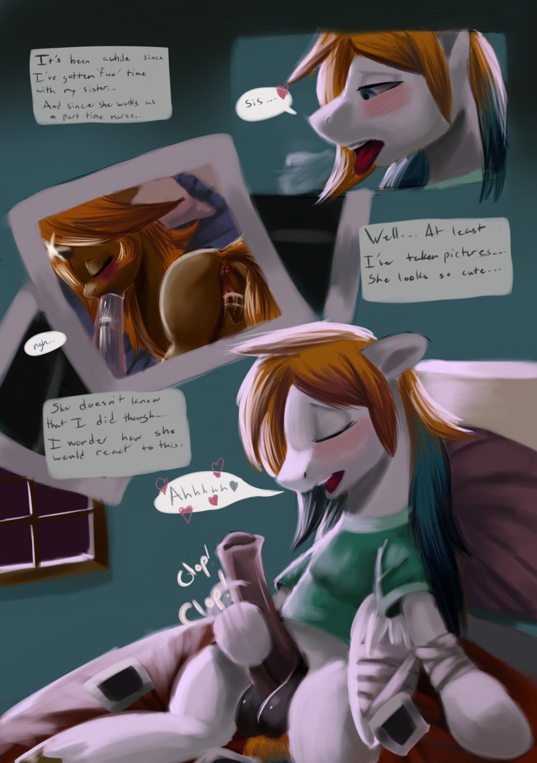 blush bottomless brother_(lore) brother_and_sister_(lore) brown_hair clop_(sound) clothed clothing comic dialogue dildo duo e621 english_text equid equine erection exclamation_point fan_character fantasizing fellatio female feral fur genitals hair hasbro hexuas_sword hi_res horn hospital incest_(lore) jacket male male/female male_penetrating mammal masturbation mlp:_incestuous my_little_pony mythological_creature mythological_equine mythology onomatopoeia open_clothing open_jacket open_topwear oral oral_penetration patient pegasus penetration penile penile_masturbation penis photo pornography sex sex_toy shirt sibling_(lore) sister_(lore) sketchy_skylar sketchy_skylar_(character) solo_focus sound_effects text tongue tongue_out topwear unicorn white_body white_fur wings