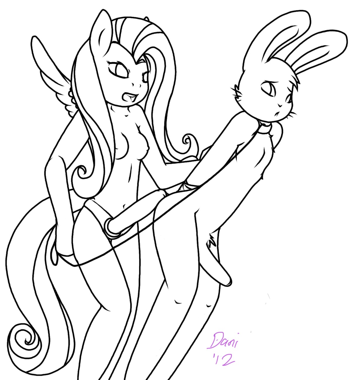 2012 :< angel_(mlp) anthro anthro_on_anthro anthrofied arms_bent bdsm bent_legs black_and_white bondage bound breasts closed_frown collar collar_only daniruu dildo dominant dominant_female duo e621 equid equine erection feathered_wings feathers female femboy fluttershy_(mlp) friendship_is_magic frown genitals hair hands_behind_back hasbro hi_res holding_leash holding_object imminent_anal imminent_pegging imminent_sex imminent_toying knock-kneed lagomorph leaning leaning_forward leash legs_together leporid light_bondage line_art long_ears long_hair long_tail male male/female mammal monochrome mouth_closed my_little_pony mythological_creature mythological_equine mythology nipples nude open_mouth pegasus penis rabbit sex_toy signature simple_background strapon submissive submissive_male tail white_background wings