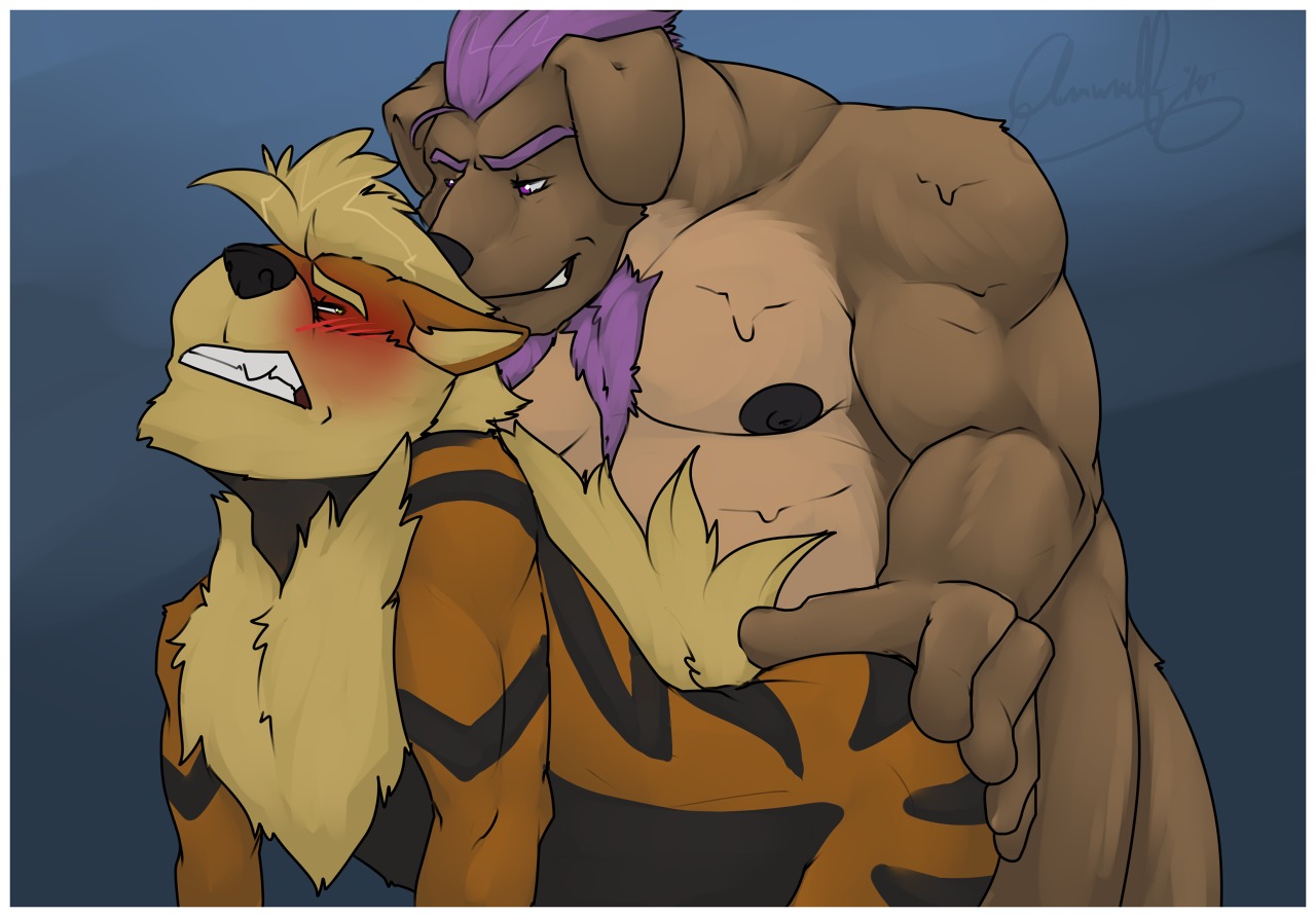 2014 ambient_mutt amwulf anal anal_penetration anthro arcanine black_nipples blonde_hair blush body_hair border canid canine canis chest_hair domestic_dog duo e621 fur generation_1_pokemon hair hairy looking_back male male/male male_penetrated male_penetrating male_penetrating_male mammal nintendo nipples nude penetration pokemon pokemon_(species) purple_hair sex simple_background white_border