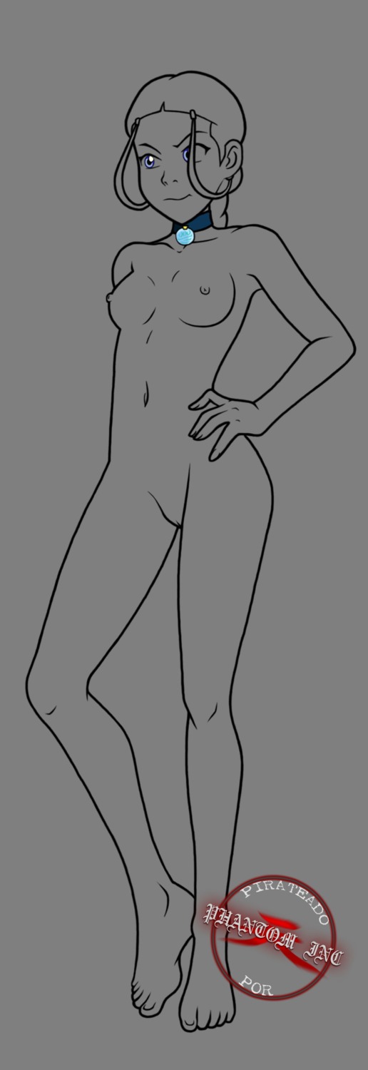 avatar_the_last_airbender black_and_white breasts female female_only human katara phantom_inc rule34 small_breasts solo straight_hair tagme