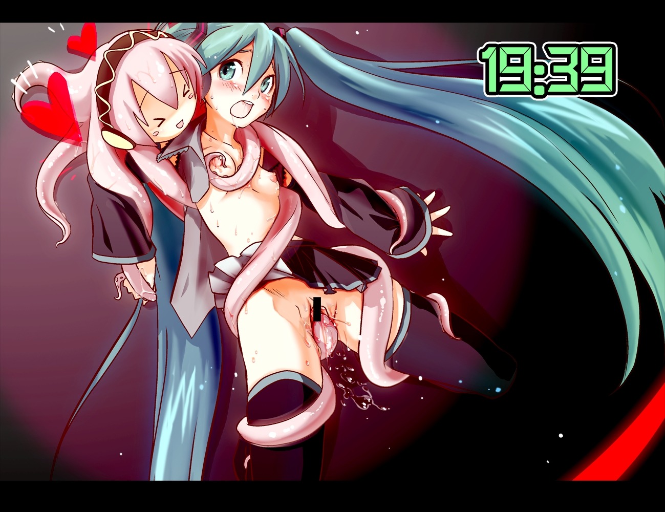 2girls aqua_eyes aqua_hair bar_censor blood blush blush_stickers breast_grab breasts censored closed_eyes detached_sleeves female flat_chest hatsune_miku heart hug long_hair megurine_luka motsu_(artist) mozu_(peth) multiple_females multiple_girls nipples no_panties open_clothes open_mouth open_shirt pink_hair pussy pussy_juice rule34 sex shirt skirt skirt_lift small_breasts smile sweat tako_luka tears tentacle tentacle_rape tentacle_sex tentacles thighhighs tied_hair twintails vaginal vaginal_penetration very_long_hair virgin vocaloid wincing yuri