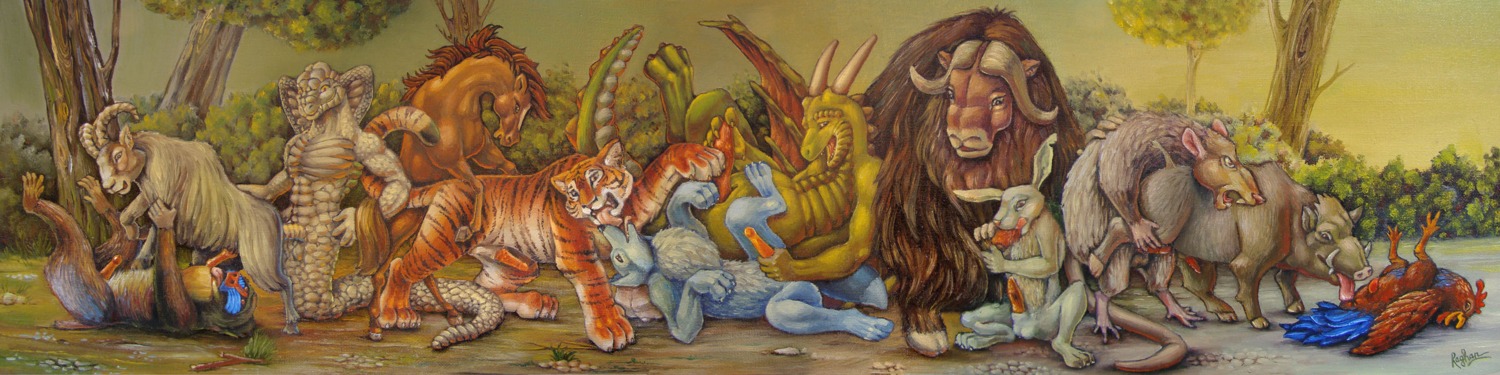 anthro astrology boar canine dragon feline fur haplorhine horse interspecies male male_chicken male_only mammal monkey monkey_feet mythological_creature mythological_scalie mythology ox prehensile_feet primate rabbit ram rat rule34 scalie sheep snake tiger