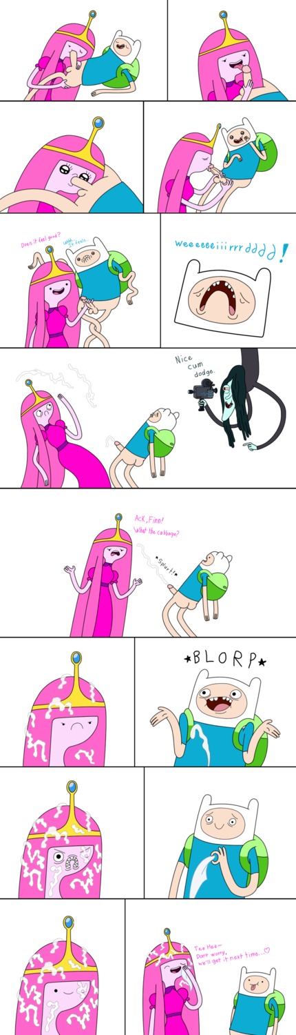 2d adventure_time backpack bag blonde_hair blowjob cartoon_network circumcised cum donut_witch_(adventure_time) electronics erection fellatio female finn_the_human fully_clothed human male oral oral_sex orgasm pale_skin penis penis_lick princess_bubblegum rule34 straight_hair tagme text tongue witch