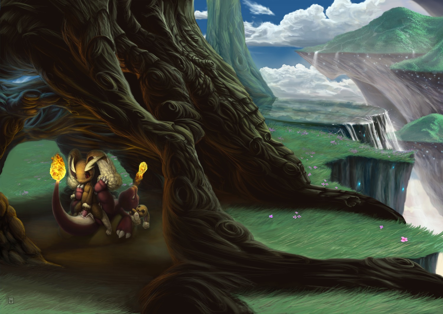 2011 absurd_res anal anthro bodily_fluids brown_body brown_fur buneary charmeleon cloud conditional_dnp cum cum_in_vagina cum_inside detailed_background e621 erection evolutionary_family female fire flaming_tail fur generation_1_pokemon generation_4_pokemon genital_fluids genitals grass group group_sex hi_res horn horn_fetish horn_penetration horn_play interspecies lagomorph level_difference lopunny male male/female mammal nature nintendo nude outside penetration penis plant pokemon pokemon_(species) red_body sex size_difference sky tail threesome tricksta trio vaginal vaginal_penetration