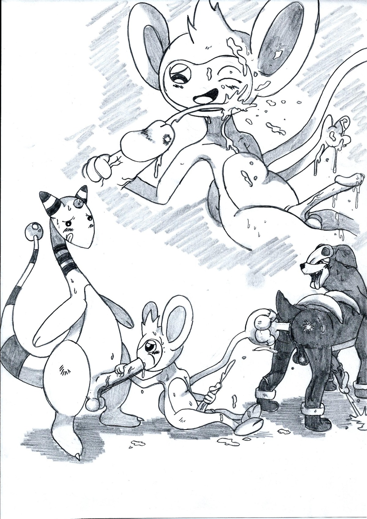 aipom ampharos anal anal_penetration anus backsack balls big_butt bodily_fluids butt cum cum_on_face cum_while_penetrated cumshot e621 ejaculation erection feral generation_2_pokemon genital_fluids genitals glans group hands-free hi_res houndour humanoid_genitalia humanoid_penis licking licking_lips long_penis male male/male male_penetrated male_penetrating male_penetrating_male nintendo orgasm penetration penis pokehard pokemon pokemon_(species) rear_view self_lick sex sitting standing tongue tongue_out