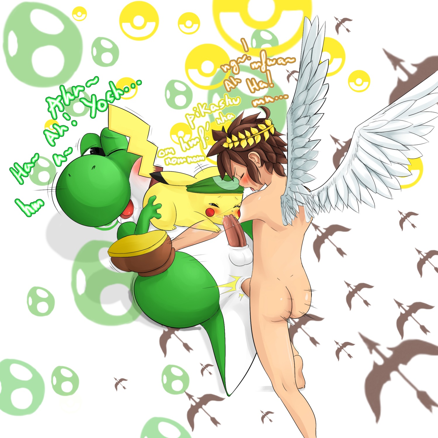 kid_icarus male male_only mario_(series) nintendo pikachu pit_(kid_icarus) pokemon rule34 sex shiroisora smooth_skin super_smash_bros. yoshi yoshi's_island