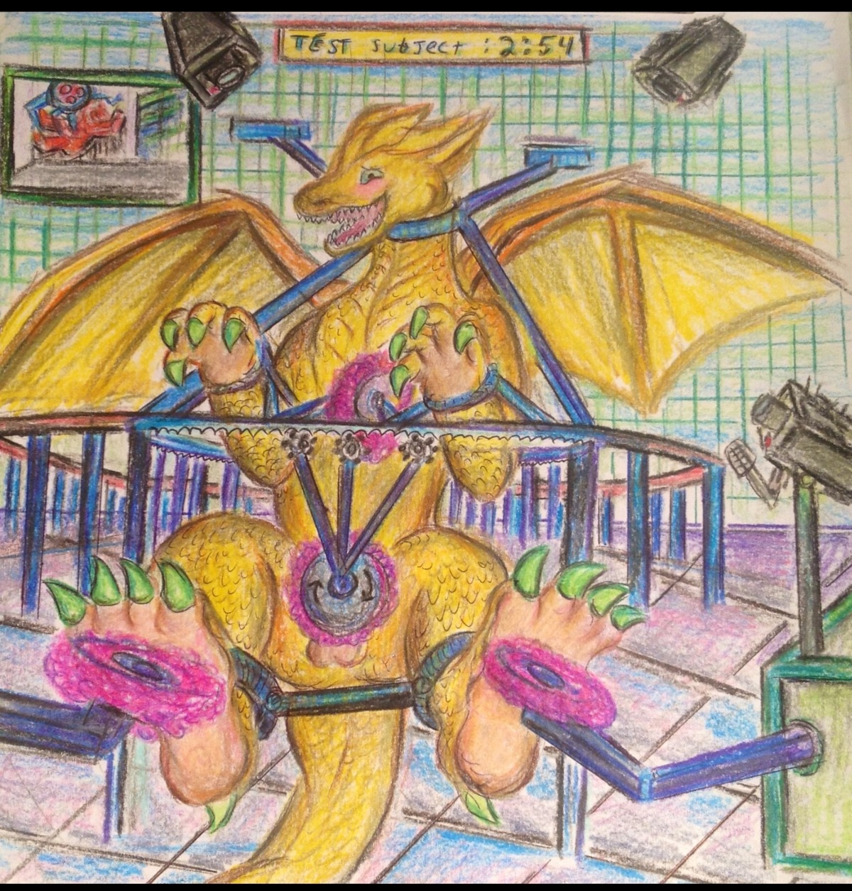 balls bantwolf509 bdsm black_bars bondage bound dragon e621 feet genitals hi_res hindpaw letterbox male mythological_creature mythological_scalie mythology paws scalie solo tail tickle_torture tickling torture