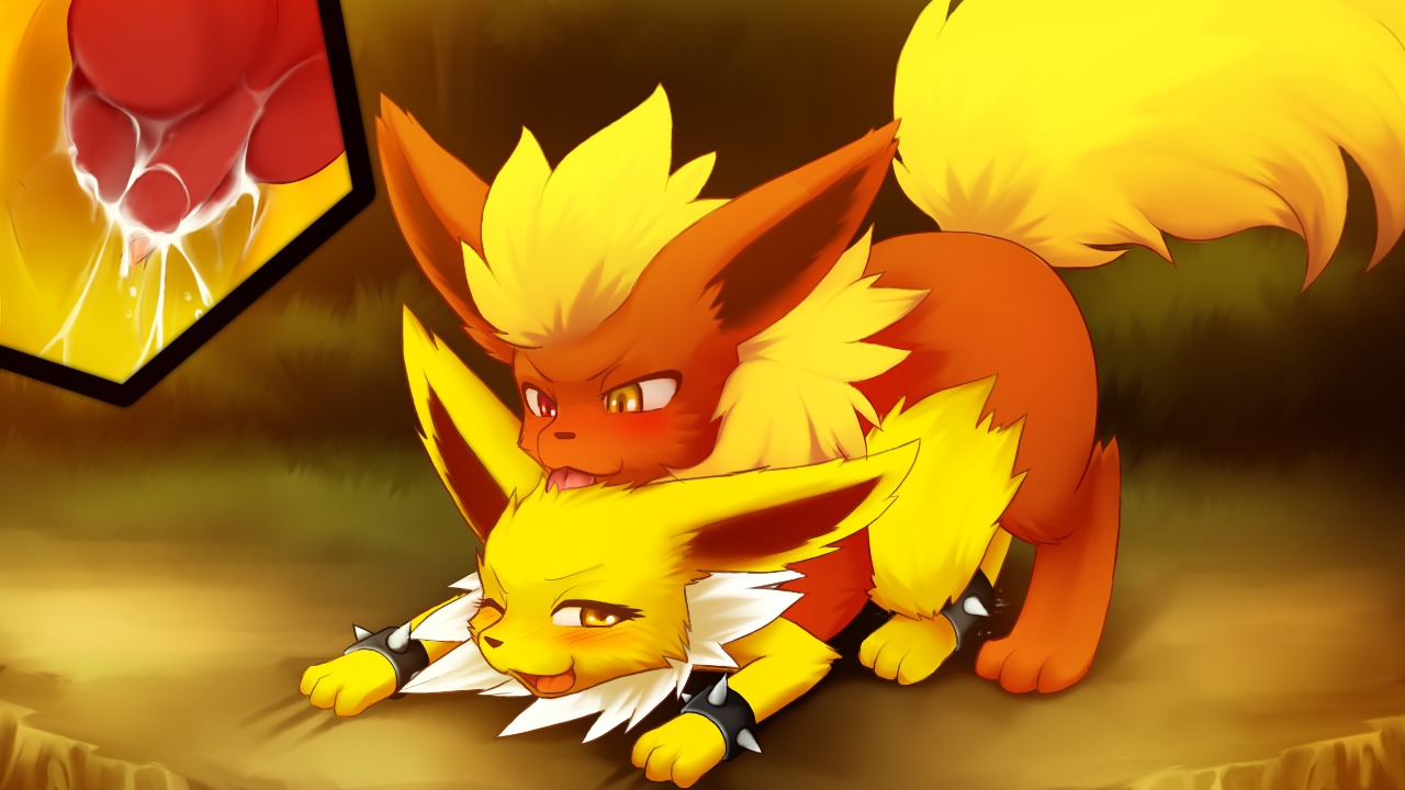 16:9 akira_(candyfoxy) all_fours armband blush bodily_fluids cum cum_in_vagina cum_inside darkmirage digitigrade doggystyle duo e621 eeveelution erection female female_penetrated feral feral_on_feral flareon from_behind_position fyre generation_1_pokemon genital_fluids genitals heterochromia jolteon knot male male/female male_penetrating male_penetrating_female nintendo nude penetration penile penile_penetration penis penis_in_vagina pokemon pokemon_(species) quadruped restricted_palette sex spikes tail vaginal vaginal_penetration vulva warm_colors widescreen yellow_theme