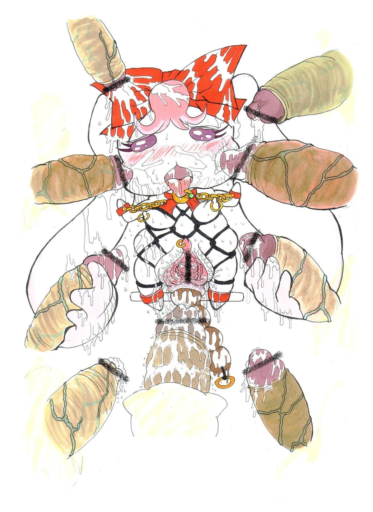 blush bow censored clitoris clitoris_piercing cum female ken_hayakawa milk_(precure) nipple_piercing nipples piercing precure pretty_cure pussy rule34 tagme tongue_piercing yes!_precure_5
