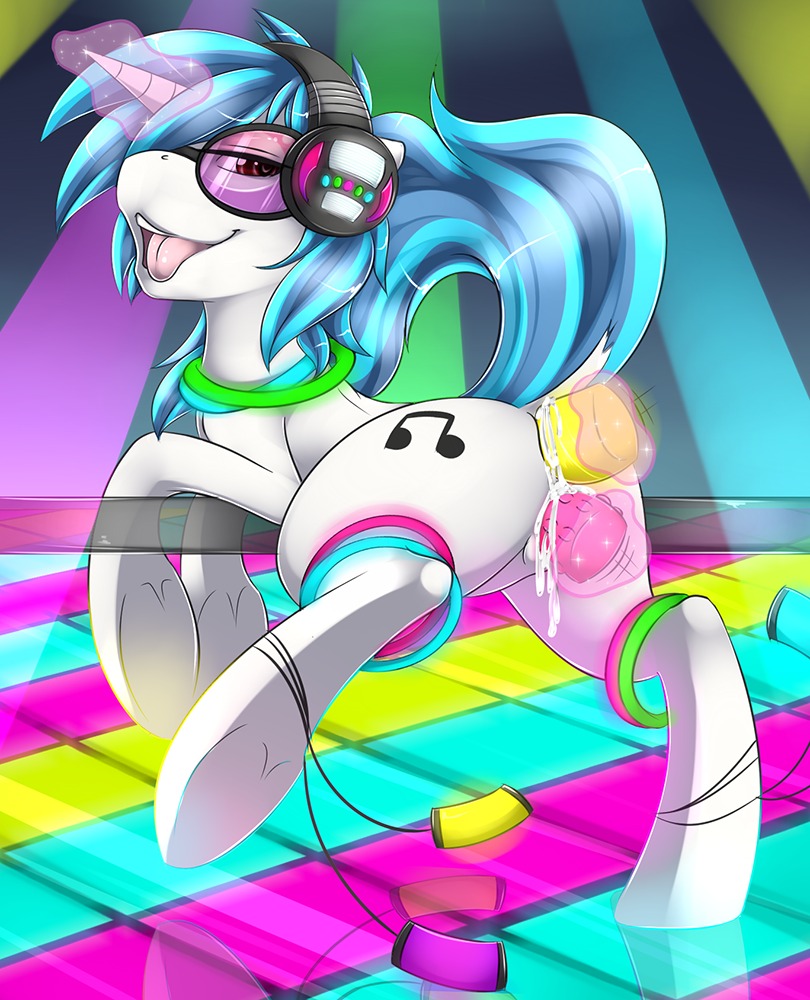 2014 anal anal_masturbation anal_penetration anus bodily_fluids butt camychan cutie_mark dildo disco double_penetration e621 electronics equid equine eyelashes eyewear female feral friendship_is_magic fur genital_fluids genitals glasses glowing hair half-closed_eyes happy hasbro headgear headphones hooves horn inside looking_at_viewer looking_back magic mammal masturbation my_little_pony mythological_creature mythological_equine mythology narrowed_eyes nude open_mouth orgasm penetration sex_toy short_hair smile solo teeth tongue tongue_out toying_self unicorn vaginal vaginal_fluids vaginal_masturbation vinyl_scratch_(mlp) vulva