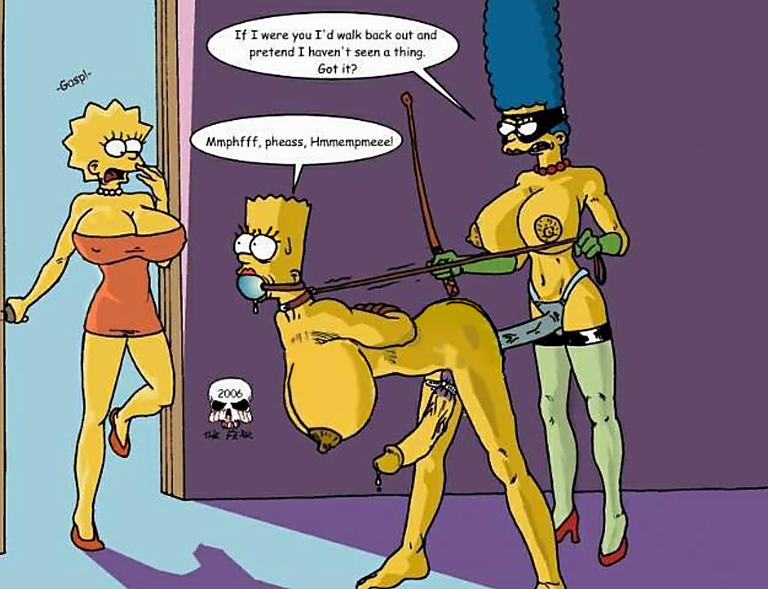 20th_century_fox bart_simpson female female_bart genderswap human incest lisa_simpson male marge_simpson pegging rule34 rule_63 sex_toy straight strap-on strapon the_fear the_simpsons yellow_body