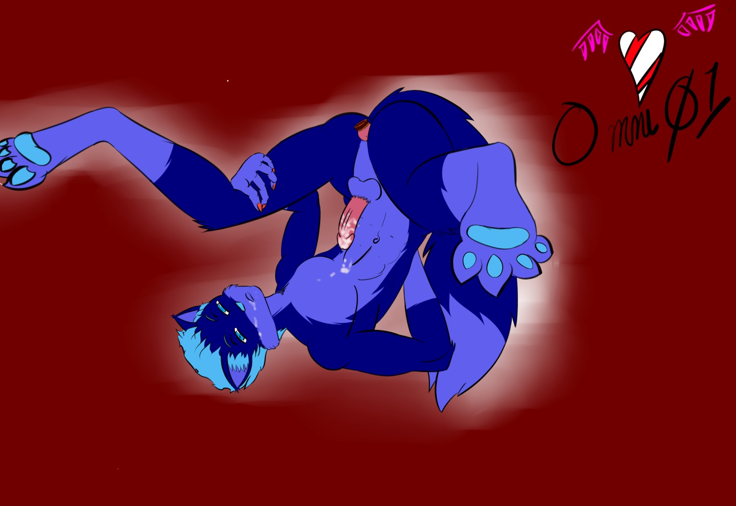 2013 absurd_res anal anal_penetration anthro ass_up backsack balls blue_body blue_fur bodily_fluids cum cum_on_face cum_on_own_face cum_on_self cum_while_penetrated dildo dipstick_tail e621 erection fur genital_fluids genitals gloves_(marking) hi_res keyni-bluepaw leg_markings male markings nude onijet01 penetration penis sex_toy socks_(marking) solo tail tail_markings vibrator