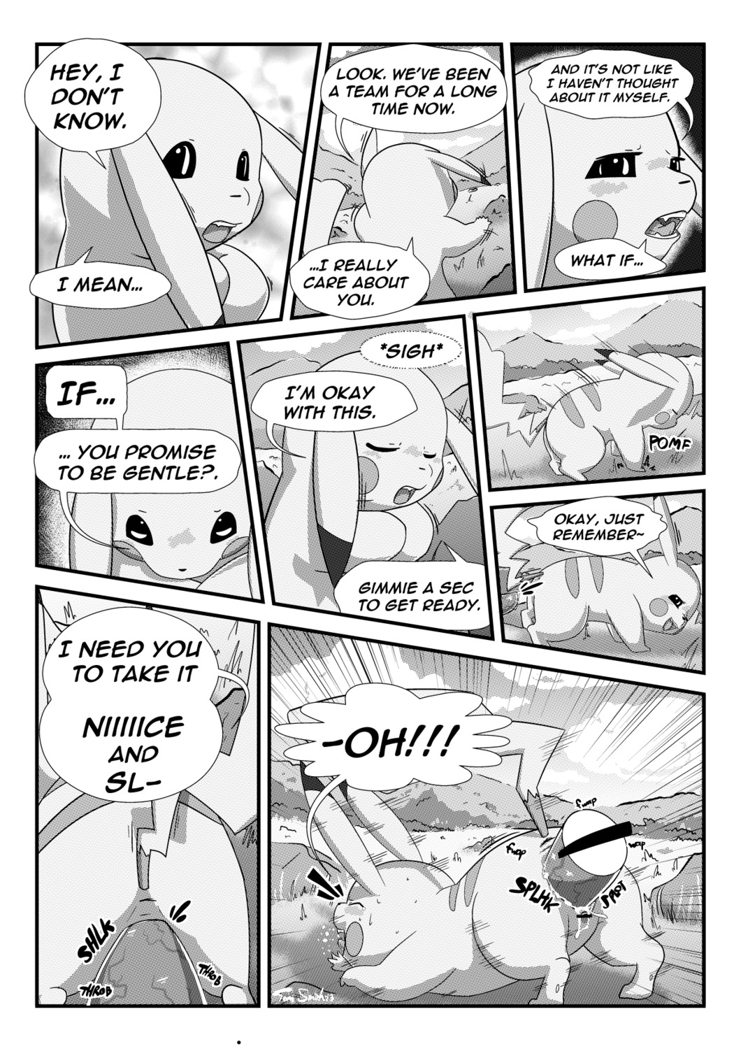 all_fours cleft_tail comic conditional_dnp dialogue disembodied_penis doggystyle dominant duo e621 english_text erection female female_focus feral from_behind_position generation_1_pokemon genitals greyscale hi_res insomniacovrlrd interspecies larger_dom larger_female male male/female mammal monochrome nintendo nude outside penis pikachu pokemon pokemon_(species) rodent sex size_difference smaller_male solo_focus tail text vaginal vulva