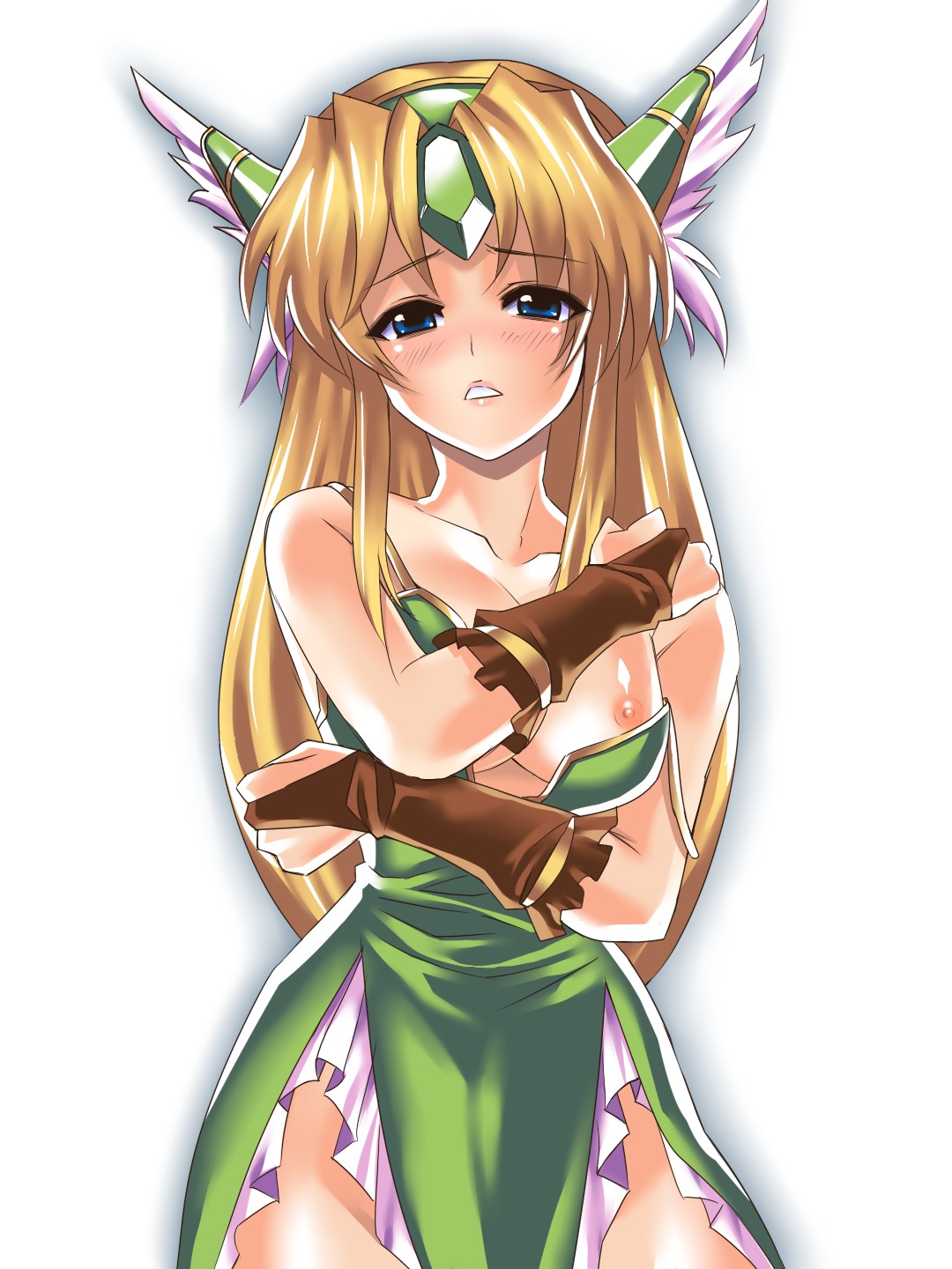 blue_eyes blush breasts female female_only front_view highres human okita_baba riesz rule34 seiken_densetsu seiken_densetsu_3 solo