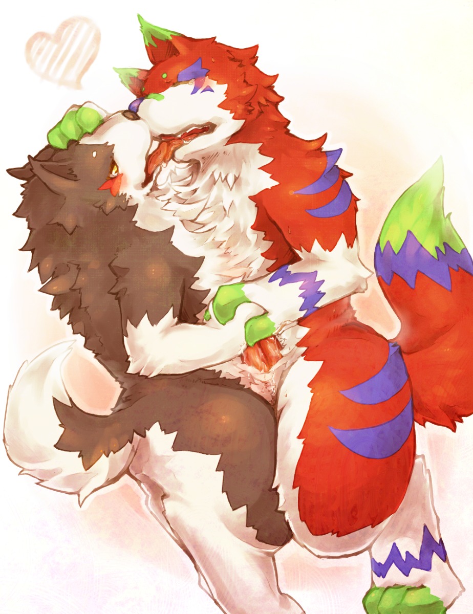 anthro blush canid canine canis domestic_dog duo e621 erection frottage genitals heart_symbol hi_res kissing male male/male mammal nude penile penis penises_touching pk25mn25 sex tail