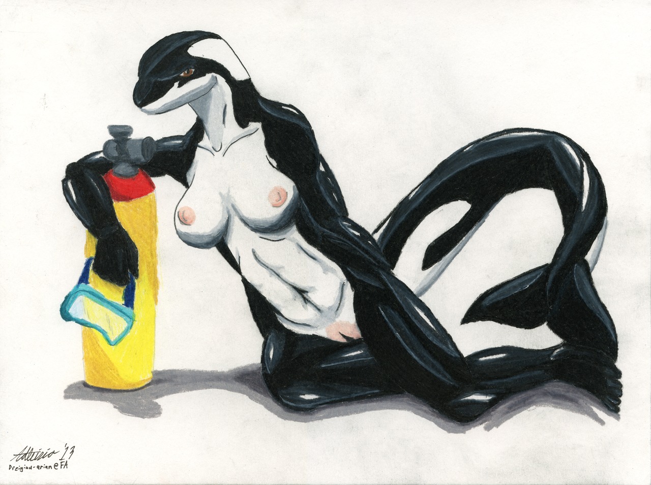 adleisio anthro aquatic areola breasts cetacean dolphin e621 female genitals glistening looking_at_viewer lounging mammal nipples oceanic_dolphin orca pinup pose posed scuba seductive solo toothed_whale vulva wet