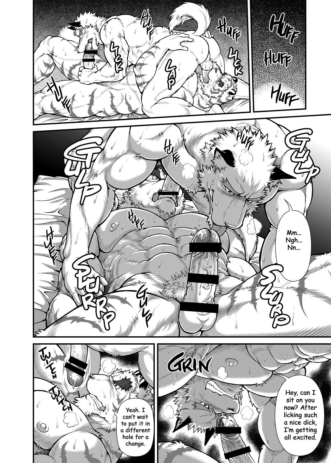 69_position anthro canid canine canis comic dialogue duo e621 english_text erection felid fellatio genitals greyscale hi_res humanoid_genitalia humanoid_penis jin_(artist) licking male male/male male_penetrated male_penetrating male_penetrating_male mammal monochrome multiple_scenes muscular muscular_male oral oral_penetration pantherine penetration penile penis penis_lick sex tail text tiger tongue tongue_out wolf