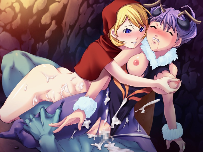 baby_bonnie_hood breasts bulleta capcom censored clothed_sex clothing cum darkstalkers female female_on_top mooncage q-bee rule34 small_breasts tagme threesome torn_clothes