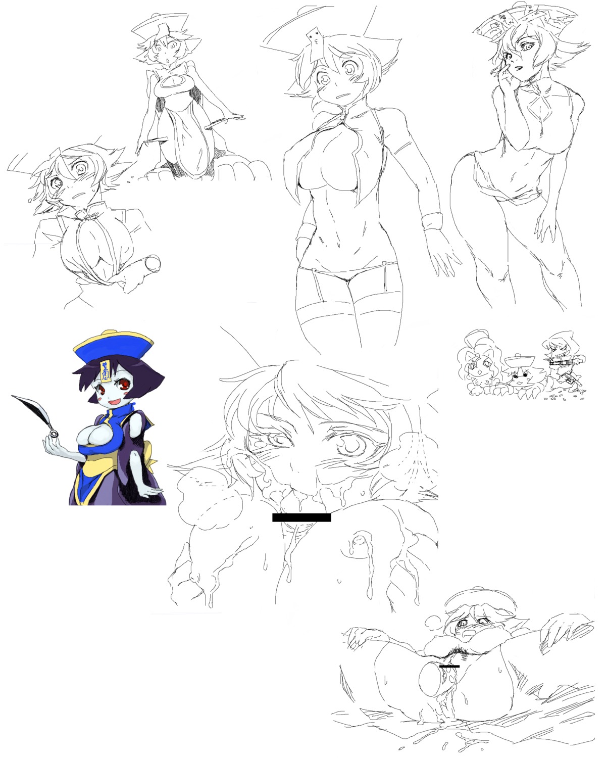 breasts censored clothing cum darkstalkers female hsien_ko jiangshi large_breasts lei-lei lei_lei oral_sex paizuri pubic_hair rule34 stockings tagme titfuck tsukudani_(artist)