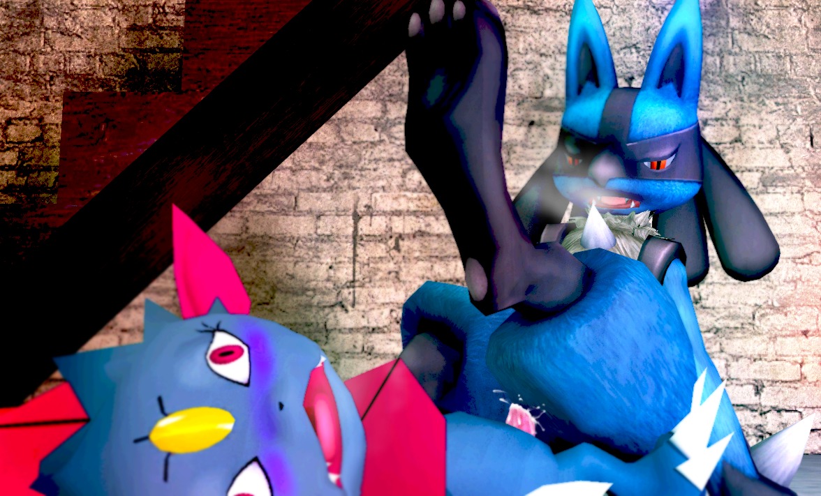32d 3d_(artwork) ambiguous_gender anthro blue_body blue_fur blush bodily_fluids butt canid canine cum cum_inside digital_media_(artwork) duo e621 forced fur generation_4_pokemon genital_fluids grandfathered_content lucario mammal nintendo on_top one_leg_up pawpads paws pokemon pokemon_(species) raised_leg rape sex weavile