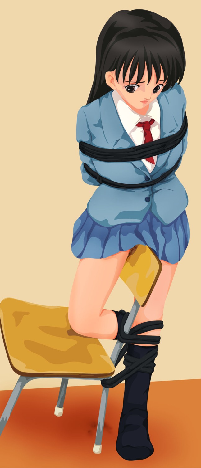 bondage female highres rope rule34 school_uniform solo