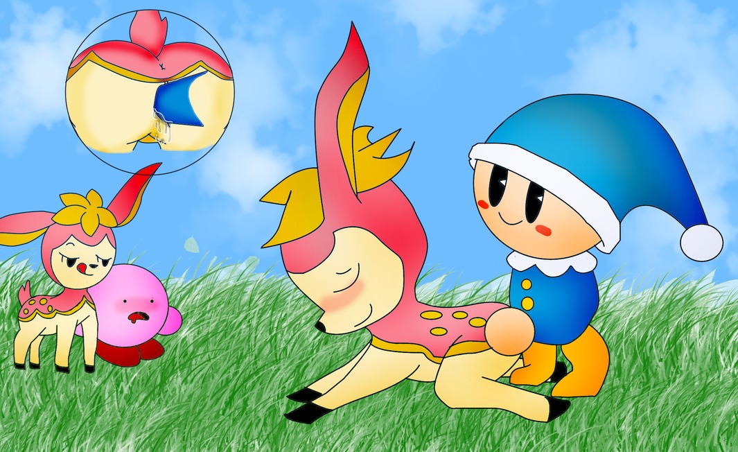 anus ass blush cervine closed_eyes crossover cute deer deerling female feral grass half-closed_eyes hooves interspecies kirby kirby_(series) male mob_face penis pokemon pokemon_bw poppy_bros._jr. pussy pussy_juice rule34 sex straight